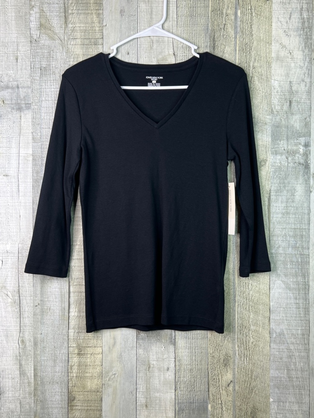 Jones New York Sport Small Black V-Neck Long Sleeve Tunic Top Shirt Blouse